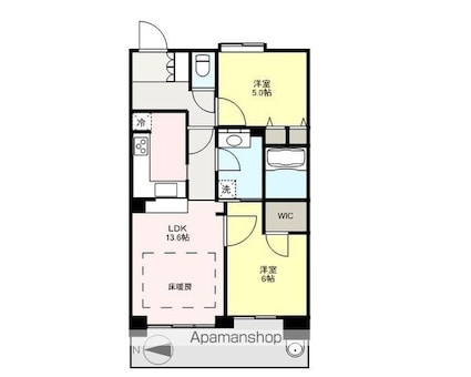 ユニ・アルス吹上プレジオ　２０２号[2LDK/59m2]の間取図