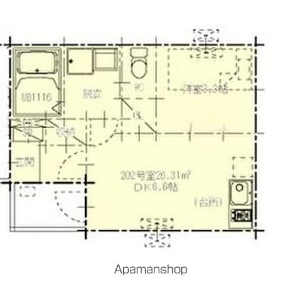 エスポワール今池南[1DK/26.31m2]の間取図