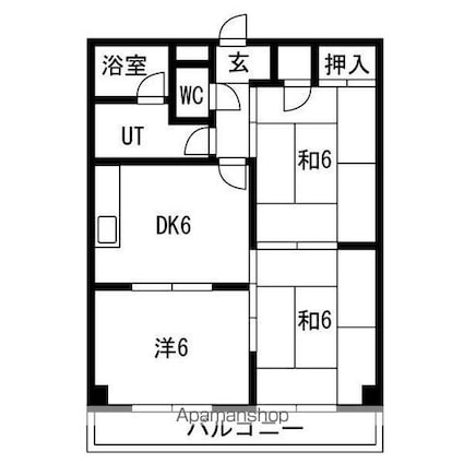 ハイツ山恵[2DK/52m2]の間取図