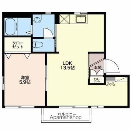 ＤＩＡＳ　ＲＩＶＥＲ　ＳＩＤＥ　Ｂ[1LDK/42.6m2]の間取図