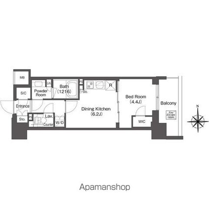 コンフォリア東新宿[1DK/30.99m2]の間取図