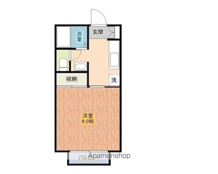 マリー中央[1K/26.42m2]の間取図