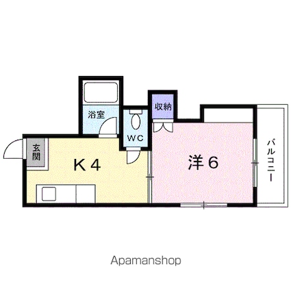 オックスフォードサーカスⅢ[1K/24.79m2]の間取図