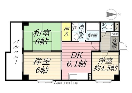 メゾンシャインⅡ[3DK/49.14m2]の間取図