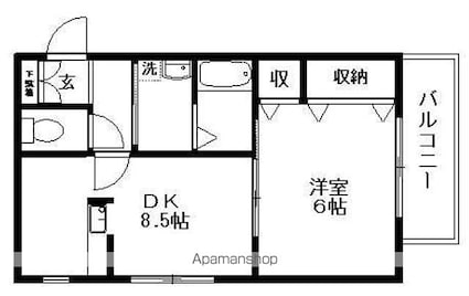 ヴィラージュはんのきばら[1LDK/37.97m2]の間取図