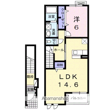 ル・ヴァン・ド・ヴェール[1LDK/53.6m2]の間取図