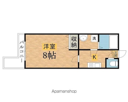 グランヒルズ八王子[1K/26.06m2]の間取図