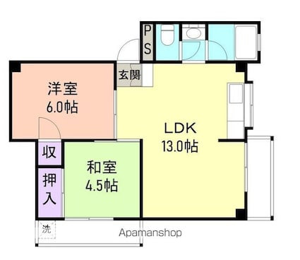 和歌山県和歌山市鳴神[2LDK/47.2m2]の間取図