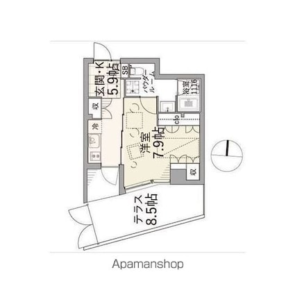 東京都杉並区下高井戸５丁目[1DK/34.07m2]の間取図