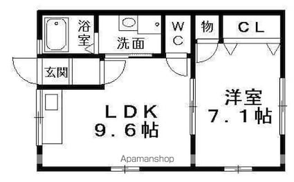 メゾンドリーブ[1LDK/38.08m2]の間取図