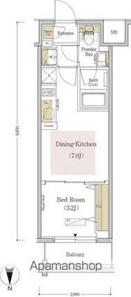 アーバネックス森下Ⅲ[1DK/25.3m2]の間取図