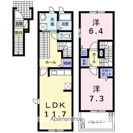 ジュ・セイル[2LDK/66.77m2]の間取図