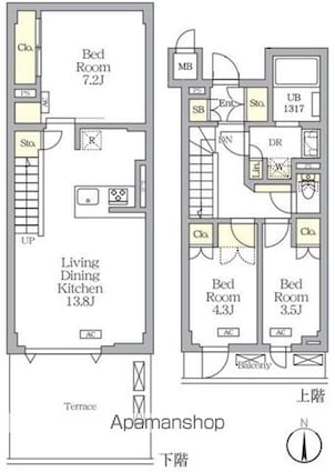 アジールコート都立大学[3LDK/70.52m2]の間取図