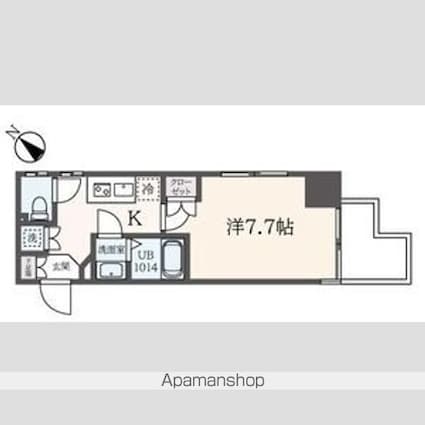 東京都中野区中野３丁目[1K/25.4m2]の間取図
