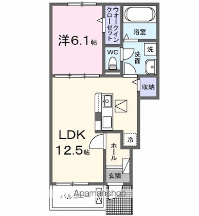 セレニティ　コートⅠ[1LDK/44.7m2]の間取図