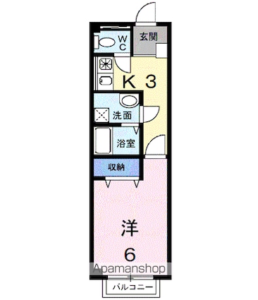 マーシャル新町[1K/23.98m2]の間取図