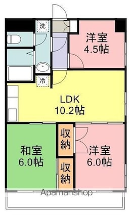エスパシオ大町Ⅱ[3LDK/57.66m2]の間取図