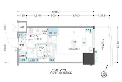 フェニックス板橋[1K/22.55m2]の間取図