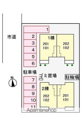 サンモールＫ・Ⅱ[2DK/45.89m2]の配置図