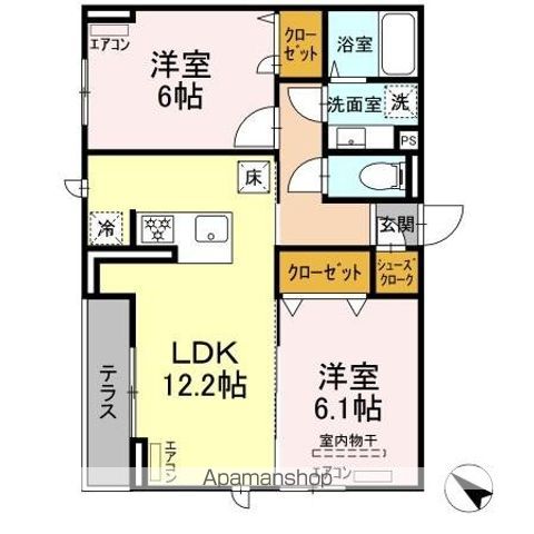 【ＤーＲＯＯＭ新宿ⅠーＢの間取り】