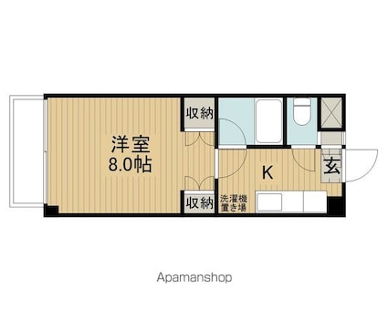 ビュー沖田[1K/24.2m2]の間取図