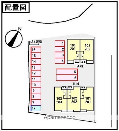 秋桜ｎｅｏ　Ａ[1LDK/45.34m2]の配置図