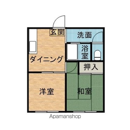 フェリース小生砂[2DK/39.74m2]の間取図