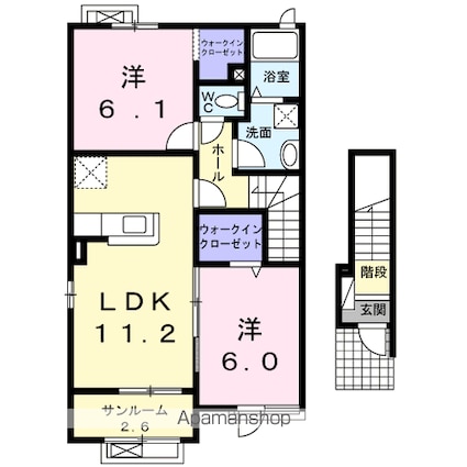 アルドーレ　Ⅱ[2LDK/61.96m2]の間取図