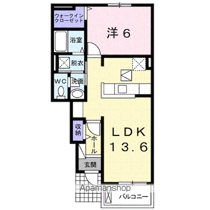 和歌山県和歌山市狐島[1LDK/46.06m2]の間取図