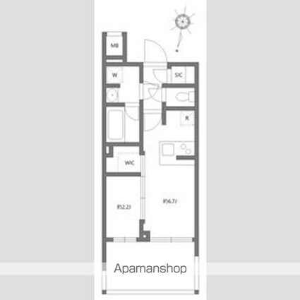 アジールコート板橋本町[1DK/25.44m2]の間取図
