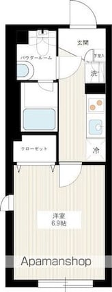 ハーモニーフラッツ中目黒[1K/23.94m2]の間取図