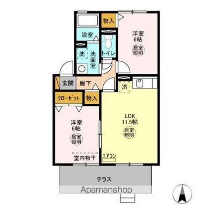 茨城県水戸市笠原町[2LDK/53.76m2]の間取図