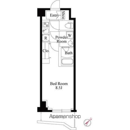 ＧＲＡＮ　ＰＡＳＥＯ　神楽坂[1K/25.18m2]の間取図
