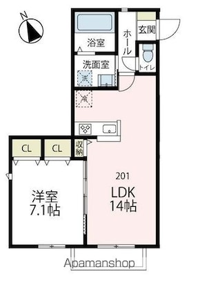 クレール[1LDK/48.63m2]の間取図