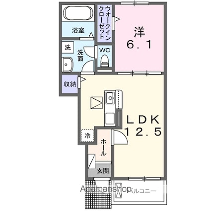 パークヒルズ利根六番館[1LDK/44.7m2]の間取図