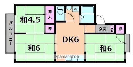 タワーズ黒崎Ｂ棟[3DK/48.17m2]の間取図