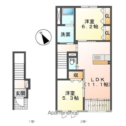 ハイツグレース[2LDK/59.64m2]の間取図