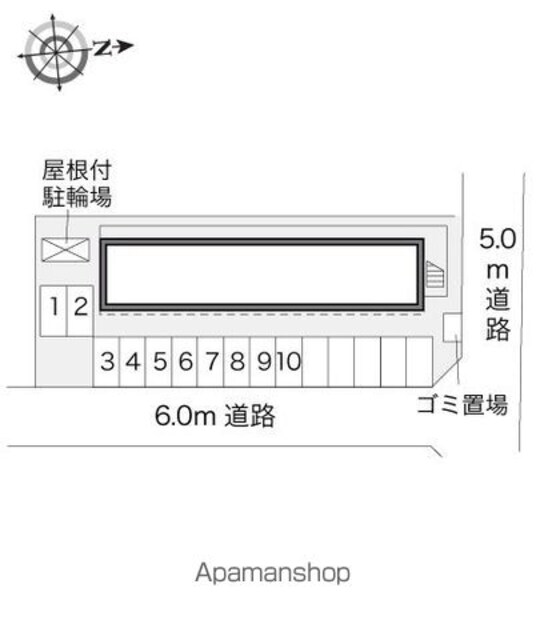 レオパレス北町[1K/20.28m2]の配置図