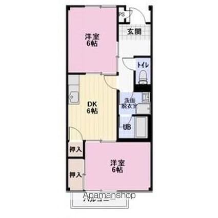 Ｓｕｒｐｌｕｓ　Ｔｗｏピュアハイツ[2DK/45.55m2]の間取図
