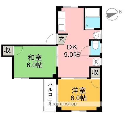 ハイツサクラ[2DK/37.56m2]の間取図