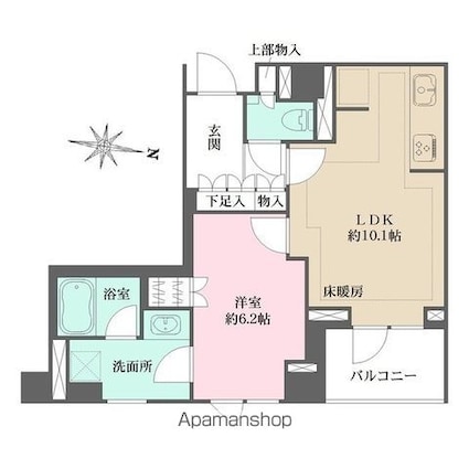 パークハウス中目黒[1LDK/42.99m2]の間取図