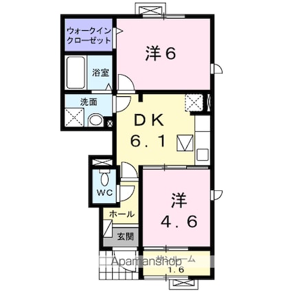 ジ・ラソーレ　三国[2DK/42.89m2]の間取図