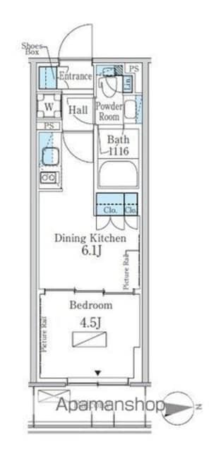 東京都新宿区百人町３丁目[1DK/26.1m2]の間取図