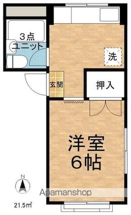アメニティー峰村[1K/21.5m2]の間取図