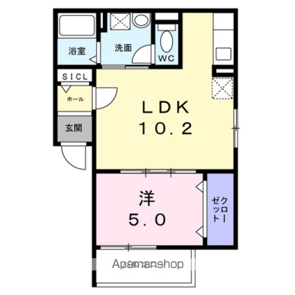 マーベラスコートⅥ番館[1LDK/36.64m2]の間取図