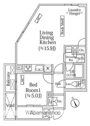 ＯＺＩＯ西荻窪Ⅱ[1LDK/47.74m2]の間取図