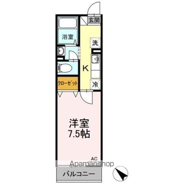グランシューズ世田谷[1K/25m2]の間取図