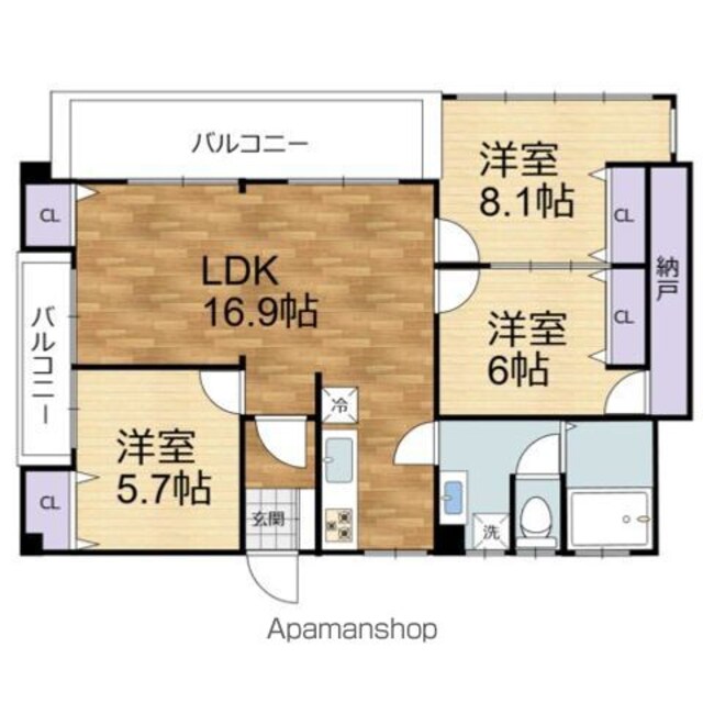 広島県広島市西区三篠北町[3LDK/80.19m2]の間取図