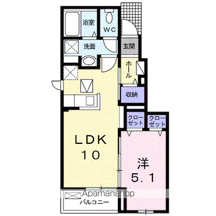 トイロハイツ藤Ⅰ[1LDK/38.01m2]の間取図