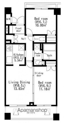 レジディア世田谷弦巻[2LDK/56.07m2]の間取図